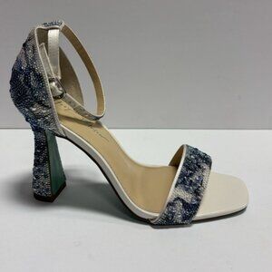 Betsey Johnson Blue and White Beaded Sandals
